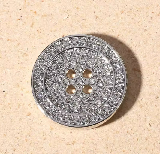 Silver crystal button